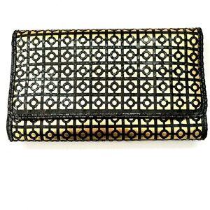 AKIRA Black and Gold Geometric Clutch